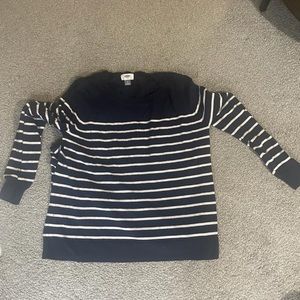 Navy and white striped sweater size large